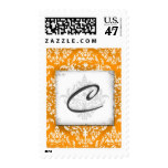 311-Erika vintage damask Orange Stamp