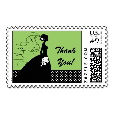 Black & Green Bride Thank You Bridal Shower Postage