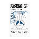 Blue Gray Birdcage Wedding Save The Date Stamp