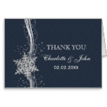 Blue Silver Snowflakes Winter wedding Thank You Card
