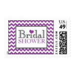 Chevron Purple White Bridal Shower Postage Stamps