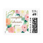 Couples Shower Simple Modern Watercolor Floral Postage