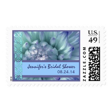 Customized Blue & Periwinkle Flower Bridal Shower Postage Stamp