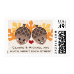 Cute and Funny Acorn Nuts About Each Other Postage Stamp