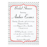 Fancy Red and Gray Chevron Bridal Shower Card