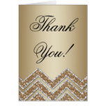 Gold Party Thank You Card Chevron Glitter