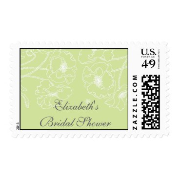 Graceful Green Poppy Floral Bridal Shower Postage