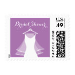 Lavender purple wedding gown bridal shower stamps