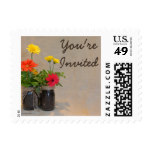 Mason Jar Daisy Country Rustic Nature Invited Postage