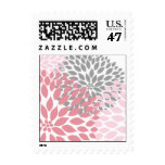 MOD Pink and Gray Dahlia Bridal or Baby Shower Postage
