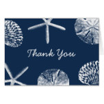 Navy Blue Beach Theme Seashells Thank You Card