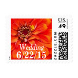 Orange Zinnia Floral Bridal Shower Postage Stamps