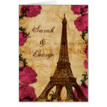 Pink vintage eiffel tower Paris thank you Card