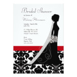 Red and Black Damask Bridal Shower Invitations