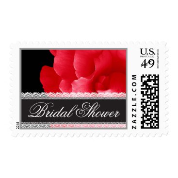RED Rose and Lace BRIDAL SHOWER Postage
