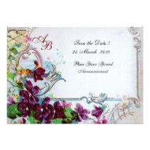 ROMANTICA  4 MONOGRAM Purple White Wedding Party Card