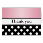 Royal Black Polka Dot Pink Thank You Cards