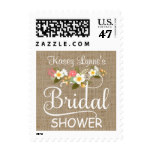 Rustic Burlap Floral Bridal Shower Postage