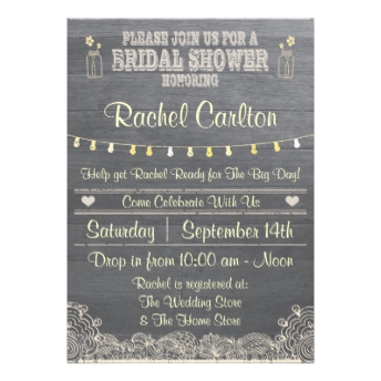 Rustic Mason Jar Bridal Shower Invitation Custom Announcements