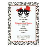 Skulls Halloween red black wedding bridal shower Card