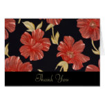 Thank You Cards for Red Black Floral Wedding