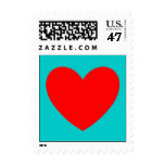 Turquoise and Red Heart Stamp