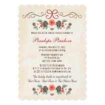 Vintage Floral Pinecone Christmas Bridal Shower Card