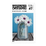 White and Purple Daisy Mason Jar Postage Stamps