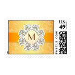 yellow beautiful monogram postage stamps