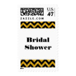 Yellow Chevron Glitter Bridal Shower Postage