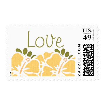 Yellow Hibiscus Love Postage Wedding Stamps