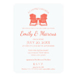 Adirondack Chairs Coral Couple's Shower Card