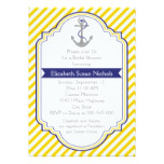 Anchor yellow white nautical wedding bridal shower card