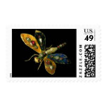 ANTIQUE DRAGONFLY JEWEL  black Postage Stamp