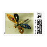 ANTIQUE DRAGONFLY JEWEL White Grey Postage