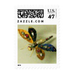 ANTIQUE DRAGONFLY JEWEL White Grey Postage Stamp