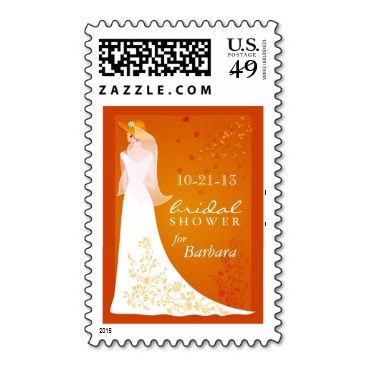 Autumn Orange Bridal Shower Invitation Stamps