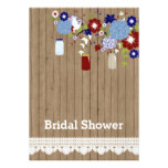 Barnwood Red and Blue Mason Jar Bridal Shower Card
