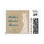 Beautiful Beach Bridal Shower Stamp in Turquoise