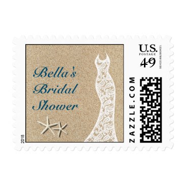 Beautiful Beach Bridal Shower Stamp in Turquoise