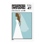 Beautiful Bride and Aqua Damask Pattern Postage