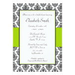 Black and Lime Green Damask Bridal Shower Card