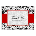 Black and Red Damask Wedding Thank You Card