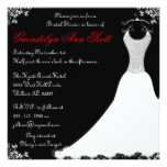 Black and Red Wedding Gown Bridal Shower Card