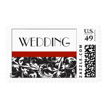 Black and White Damask Elegant Wedding Invitation Postage Stamps