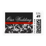 Black and White Damask Elegant Wedding Invitation Stamp