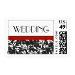 Black and White Damask Elegant Wedding Invitation Stamp