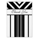 Black and White Stripes Chevrons Thank You Card