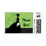 Black & Green Bride Thank You Bridal Shower Postage