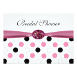 Black, pink, white polka dots Bridal shower Card